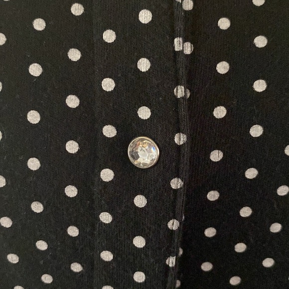 Quacker factory woman’s lightweight white polka dot on black jacket snap front - Picture 4 of 12